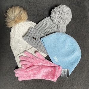 EUC! Winter hat bundle lot and gloves - Steve Madden, Calvin Klein, Life is Good